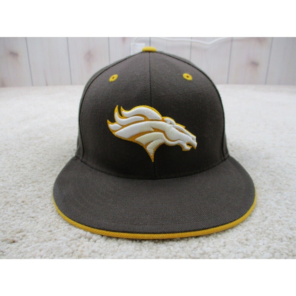 Denver Broncos Hat Cap Fitted 7 Brown Yellow Wool Football NFL Reebok Mens